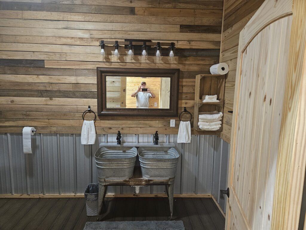 Rustic Bathroom Interior Featuring Wooden Walls